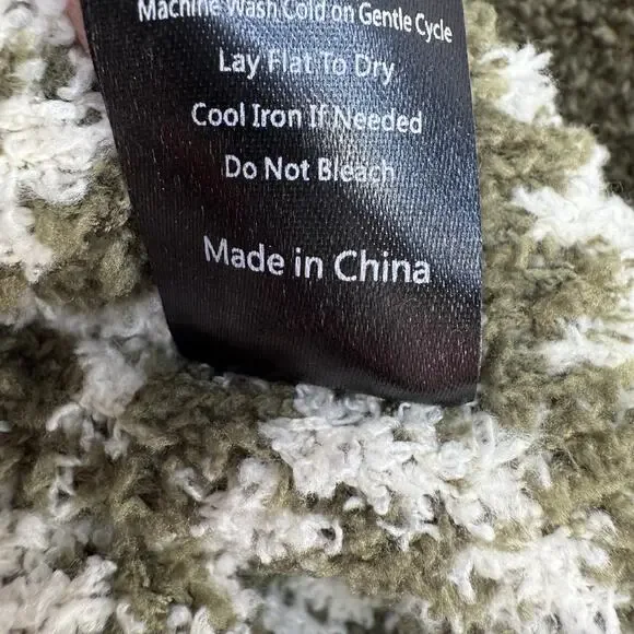 Pol Anthropologie Sweater Women's L Green Cream Loose Weave Oversized Preppy - Picture 6 of 11